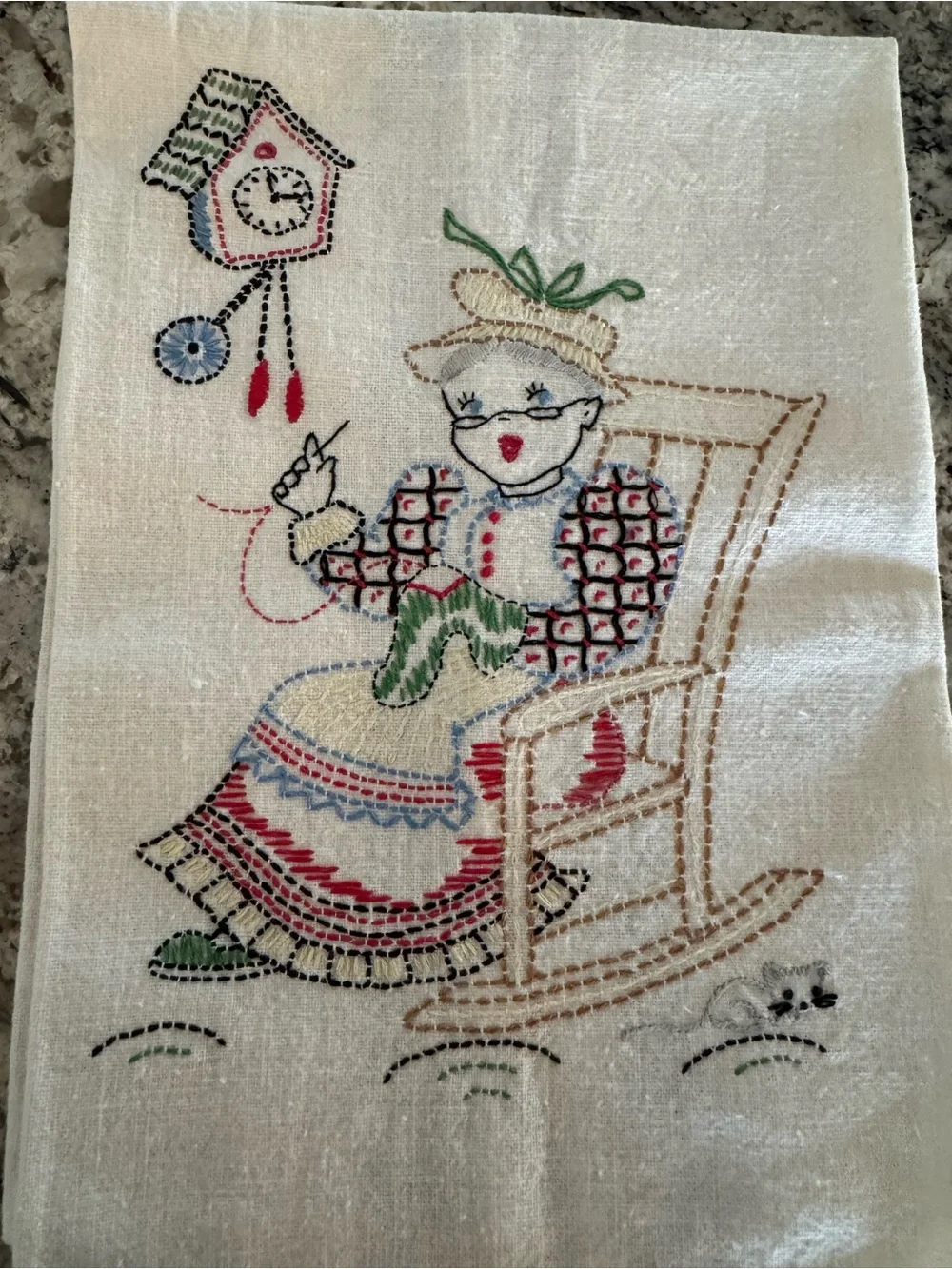 Embroidered Vintage-Style Tea Towels - Set of 2 (Multicolor)